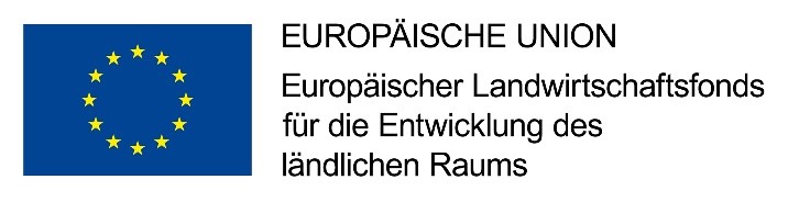 EU Logo mit Bildunterschrift 'Europäische Union - Europäischer Landwirtschaftsfonds für die Entwicklung des ländlichen Raums'